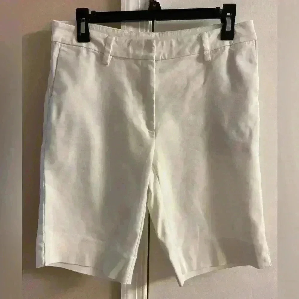 J jill essential cotton stretch shorts‎ Bermuda white stretchy with pockets Sz 8